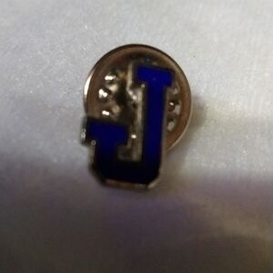 J initial pin blue and silver NWT (sku 206)